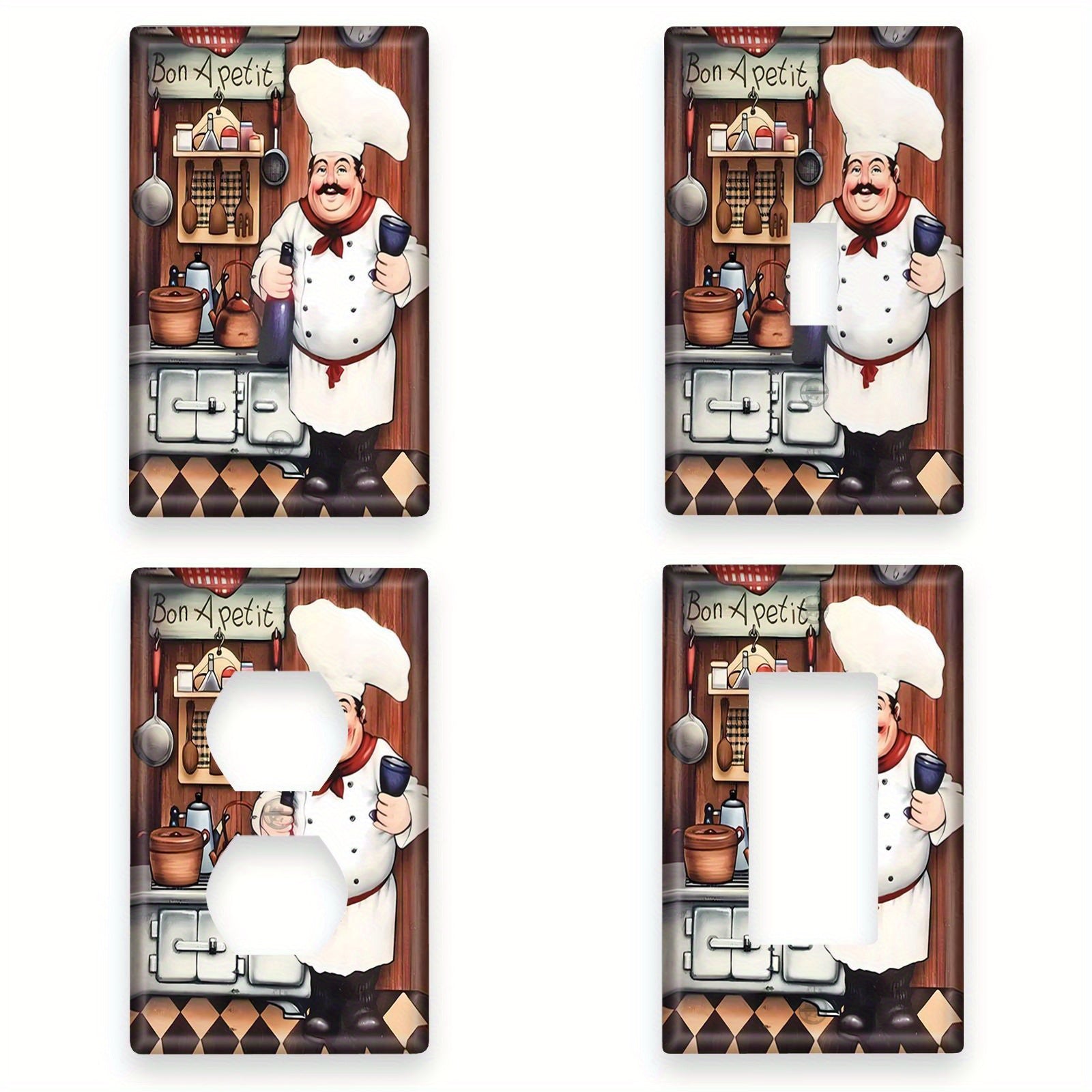 Panel decorativo de pared con temática de chef para cocina o comedor, arte moderno, instalación fácil