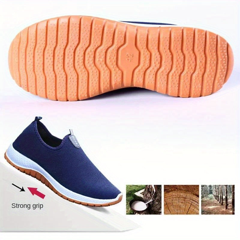 Men's Canvas Slip-On Shoes with Rubber Sole for Casual Daily Wear