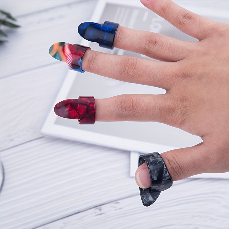 4-Piece Guitar Finger Picks Set for Acoustic and Electric Instruments Durable Plastic