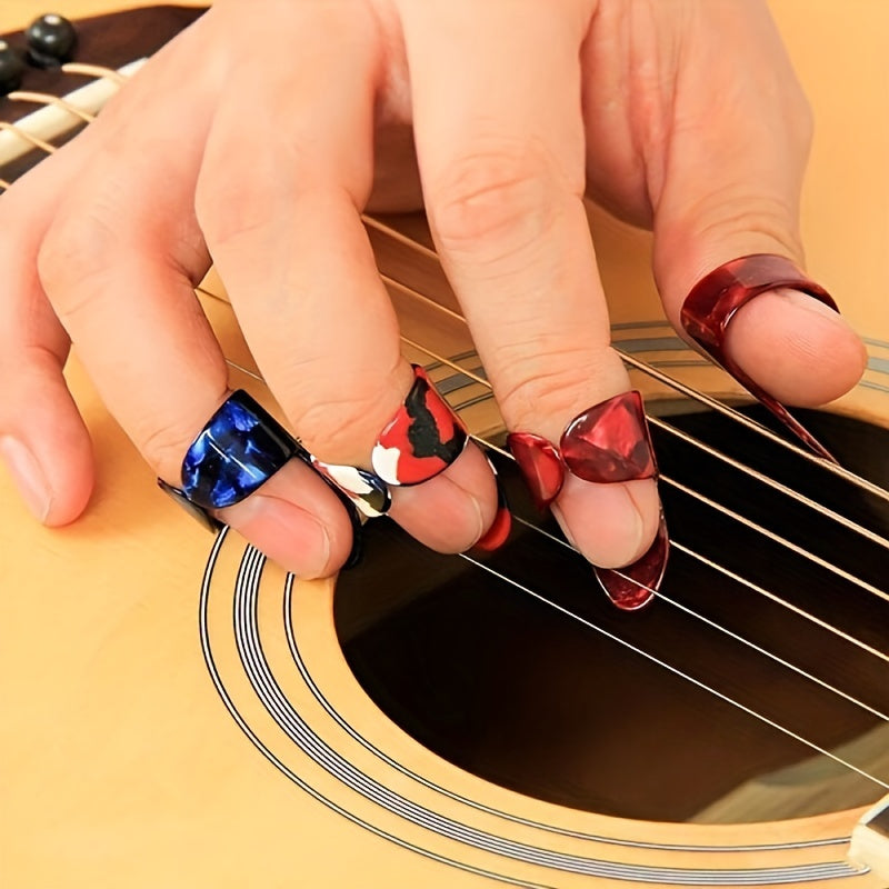 4-Piece Guitar Finger Picks Set for Acoustic and Electric Instruments Durable Plastic