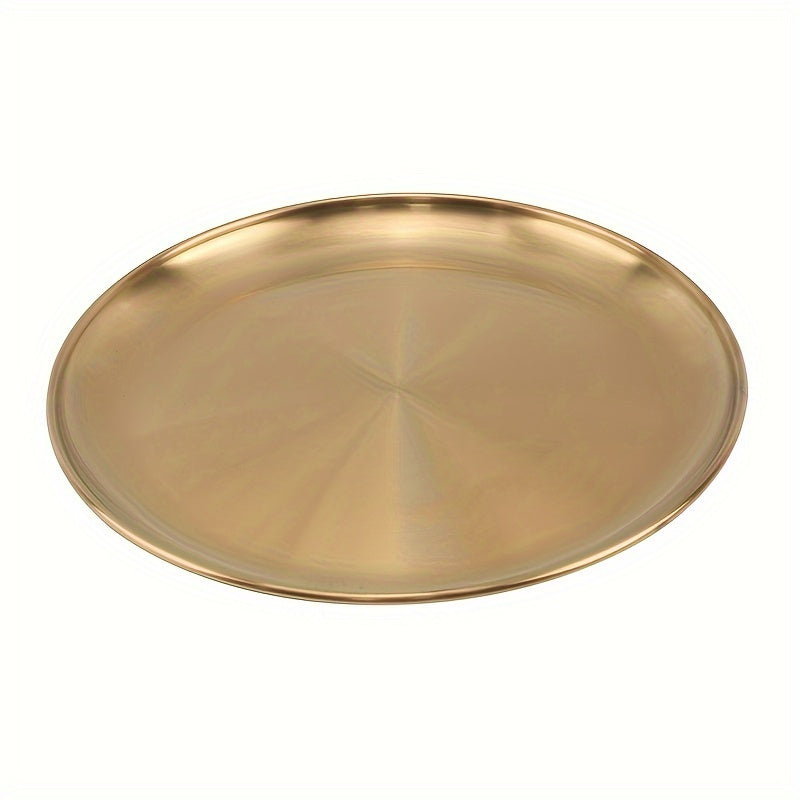 Golden Stainless Steel Serving Tray for BBQ Desserts and Steak