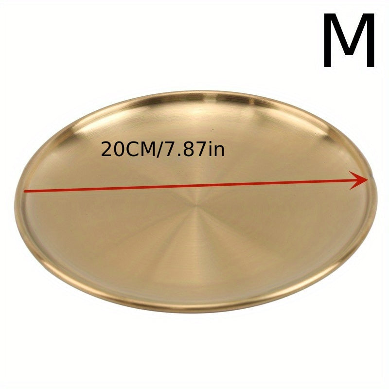 Golden Stainless Steel Serving Tray for BBQ Desserts and Steak