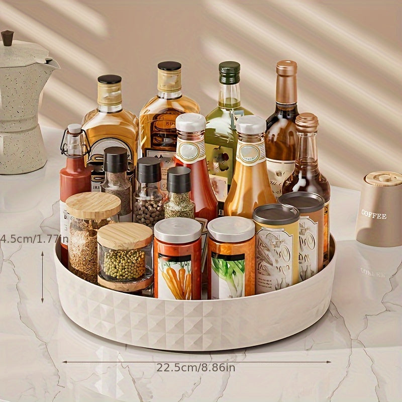 Rotating Kitchen Condiment Organizer Tray for Spices Oils and Vinegar Bottles