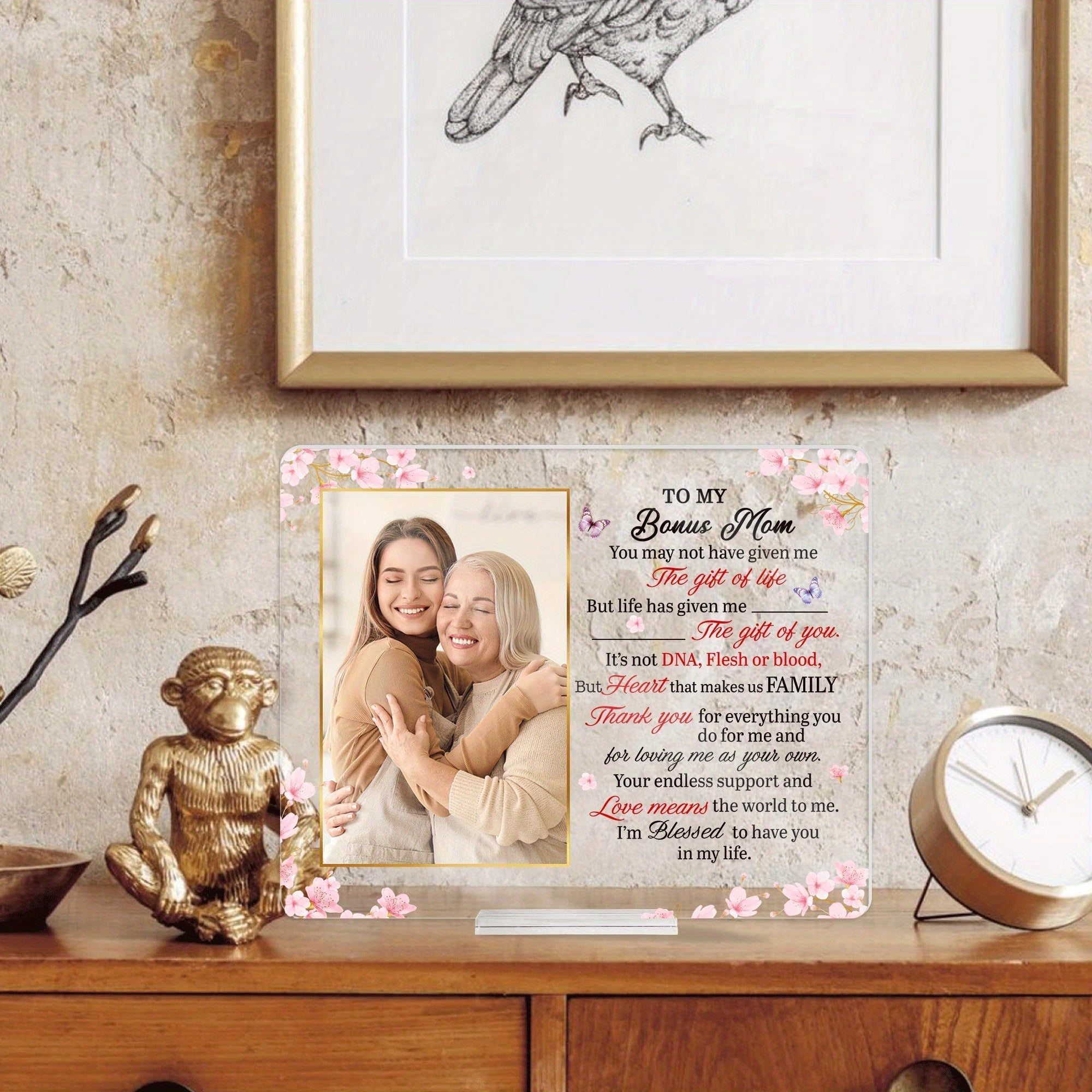 Индивидуальная акриловая фоторамка-планка для мамы с индивидуальным посланием, настольное украшение