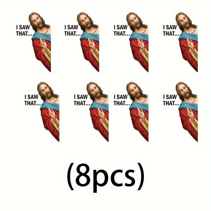 8pcs Funny Jesus Vinyl Stickers for Cars, Laptops, Vans