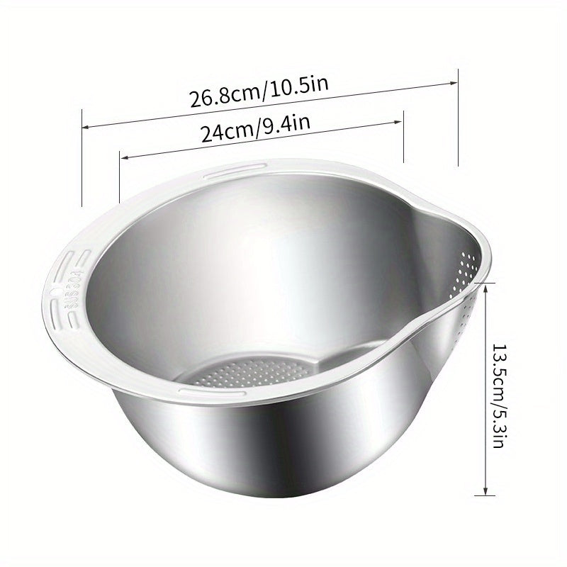 Stainless Steel Rice Washing Basket for Fruits Vegetables Grains Kitchen Utensil