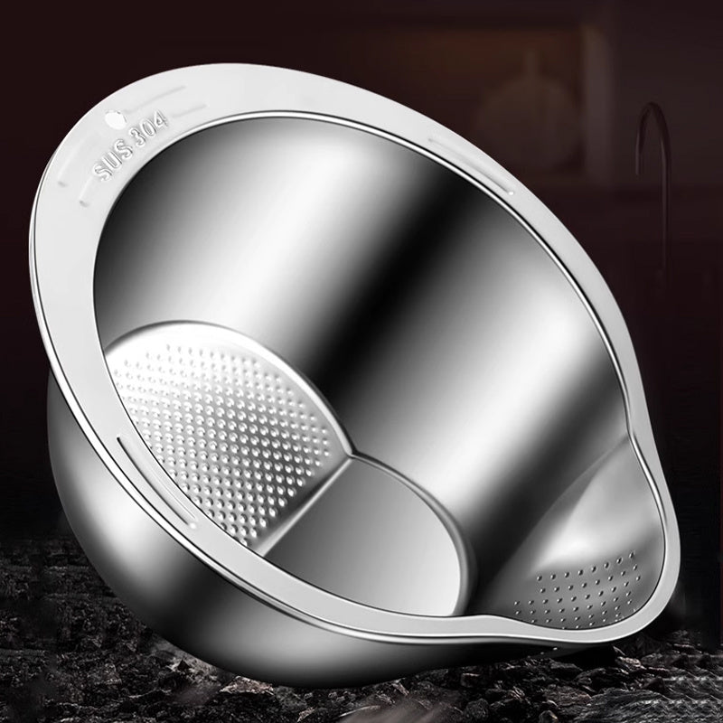 Stainless Steel Rice Washing Basket for Fruits Vegetables Grains Kitchen Utensil