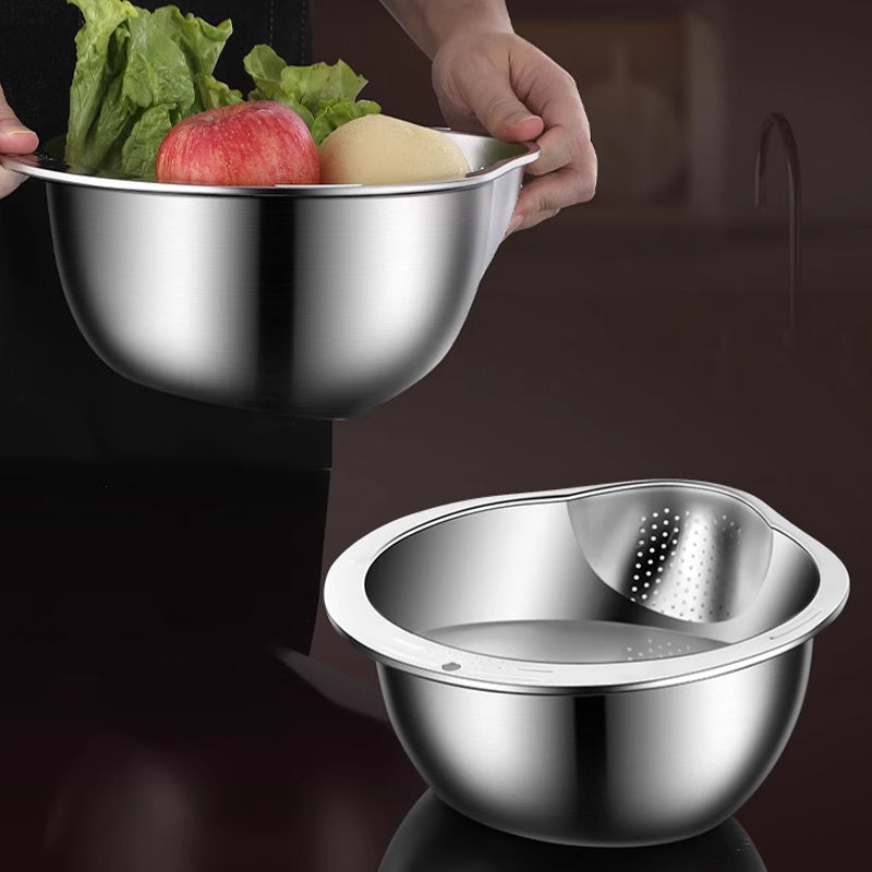 Stainless Steel Rice Washing Basket for Fruits Vegetables Grains Kitchen Utensil