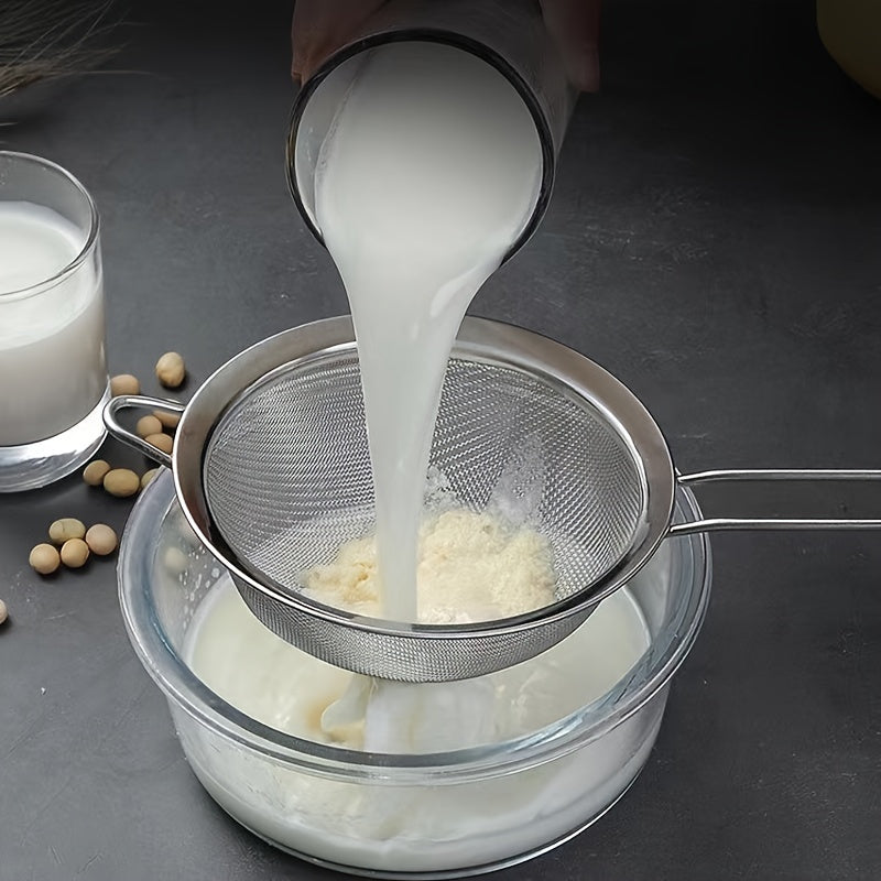 Set of 3 Stainless Steel Kitchen Strainers with Fine Mesh Skimmer Spoon Egg White Separator and Flour Sifter