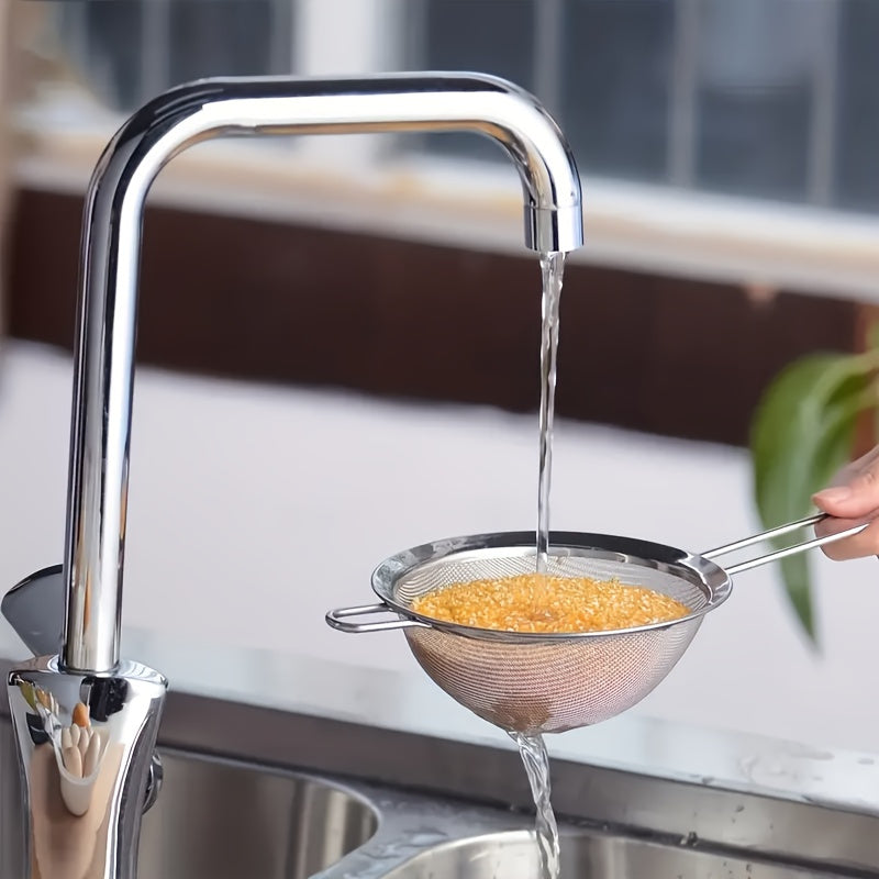 Set of 3 Stainless Steel Kitchen Strainers with Fine Mesh Skimmer Spoon Egg White Separator and Flour Sifter