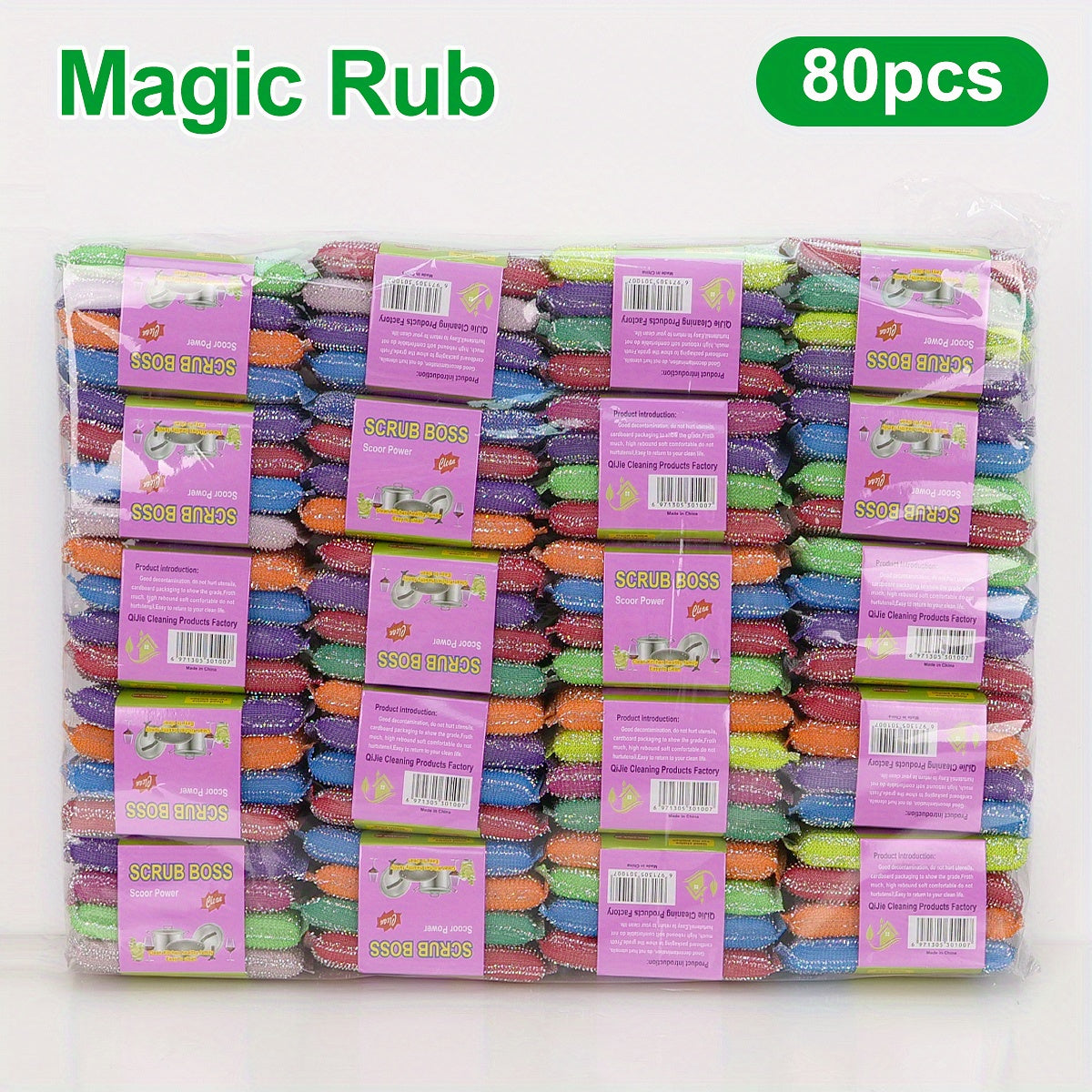Multicolor 80-Piece Kitchen Dishcloth Set with Double-Sided Sponge and Steel Wire Wipe