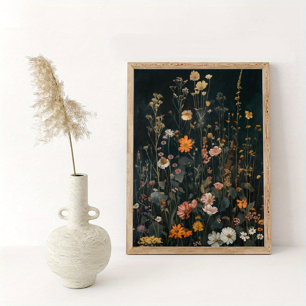 Arte de pared floral vintage estilo academia oscura impresión de flores silvestres 30x40 cm