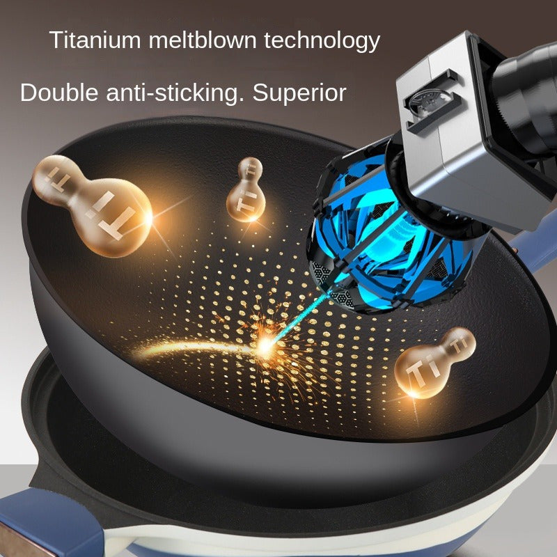 Titanium Wok 32cm with Steamer Non-Stick Flat Bottom for All Stovetops