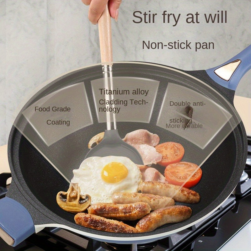 Titanium Wok 32cm with Steamer Non-Stick Flat Bottom for All Stovetops
