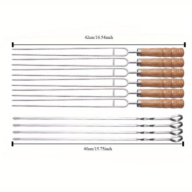 11-Piece Stainless Steel BBQ Skewer Set for Outdoor Camping and Indoor Parties Reusable Easy to Clean