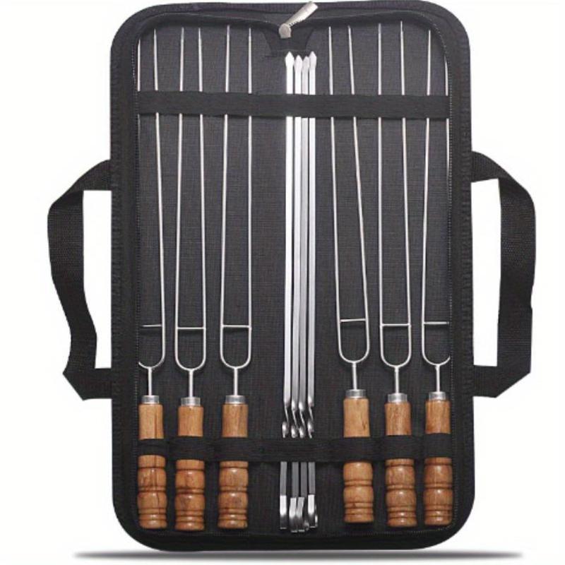 11-Piece Stainless Steel BBQ Skewer Set for Outdoor Camping and Indoor Parties Reusable Easy to Clean