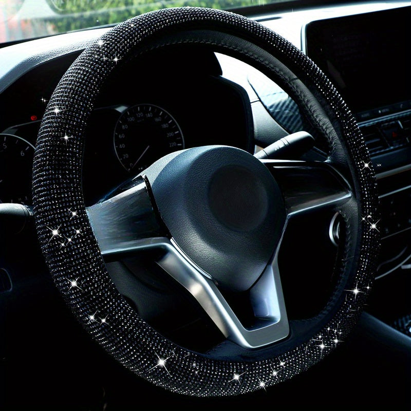 Uniseks Kristal Rhinestone Avtomobil Boshqarma Rulosi Qopqog'i Qattiq Bo'lmagan Elastik Himoya
