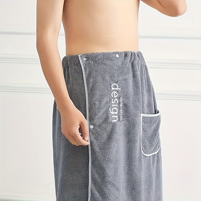 Men's Bath Towel Soft Coral Fleece Embroidered Absorbent Sauna and Bathroom Towel