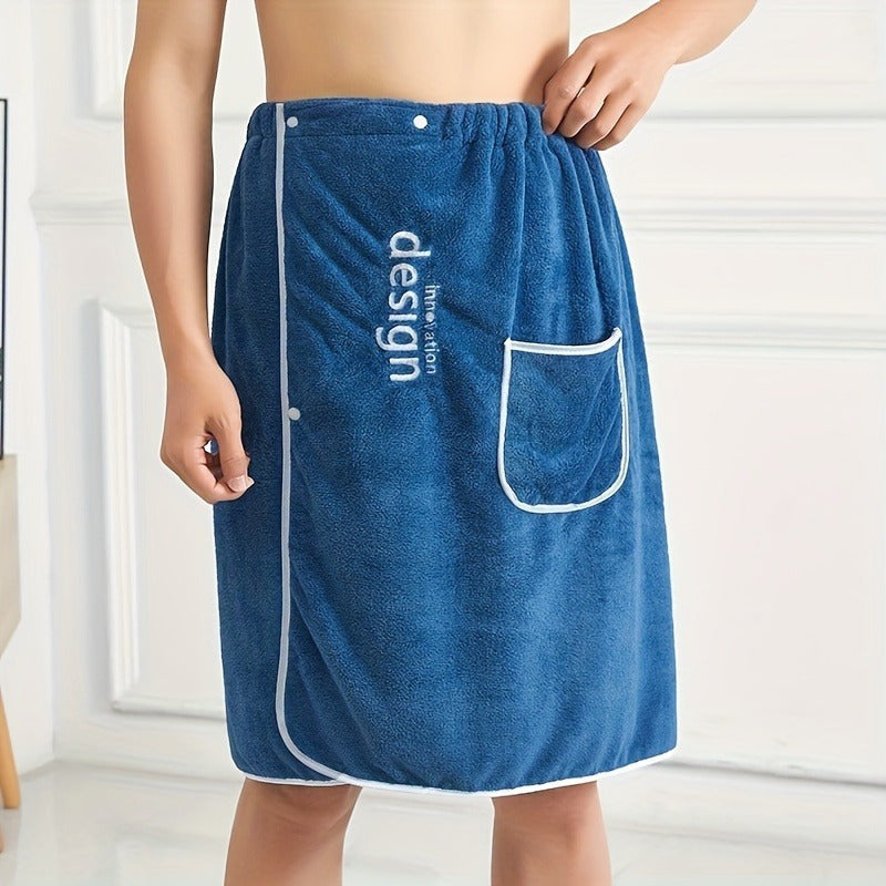 Men's Bath Towel Soft Coral Fleece Embroidered Absorbent Sauna and Bathroom Towel