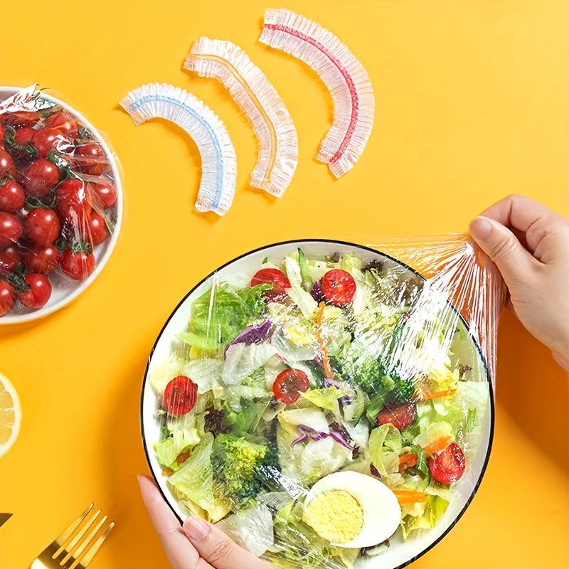 Juego de 100 tapas de silicona reutilizables, tapas elásticas estirables para almacenamiento de alimentos, varios tamaños