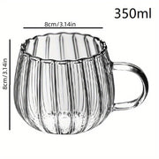 Термостойкая стеклянная кружка 350 мл с ручкой, узор тыквы, кофе, чай, горячий шоколад
