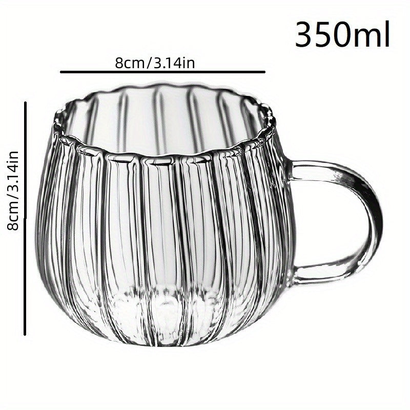 Heat-Resistant Glass Mug 350ml Handle Pumpkin Pattern Coffee Tea Hot Chocolate