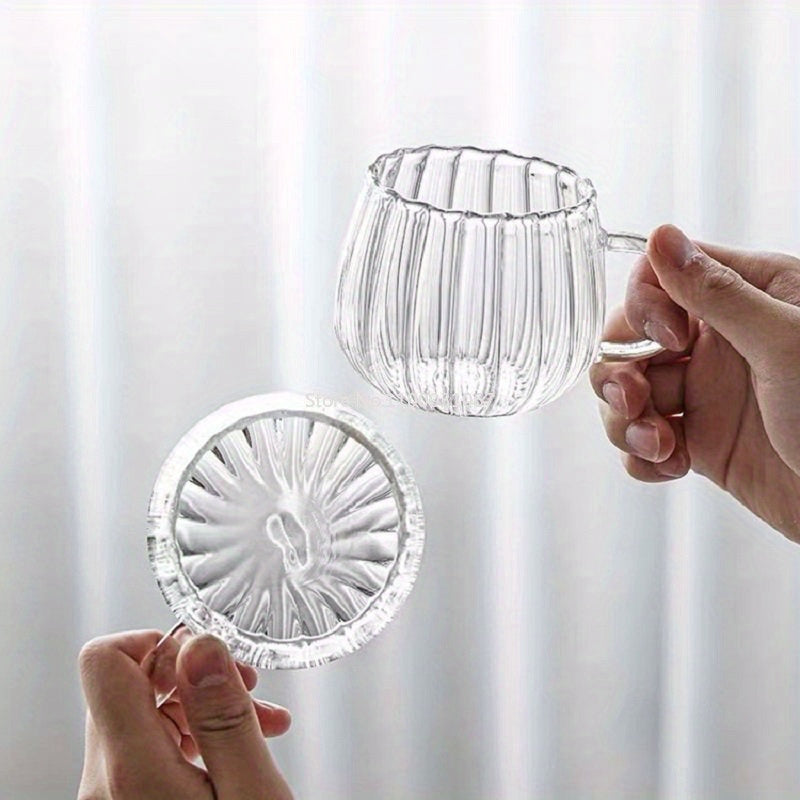 Heat-Resistant Glass Mug 350ml Handle Pumpkin Pattern Coffee Tea Hot Chocolate