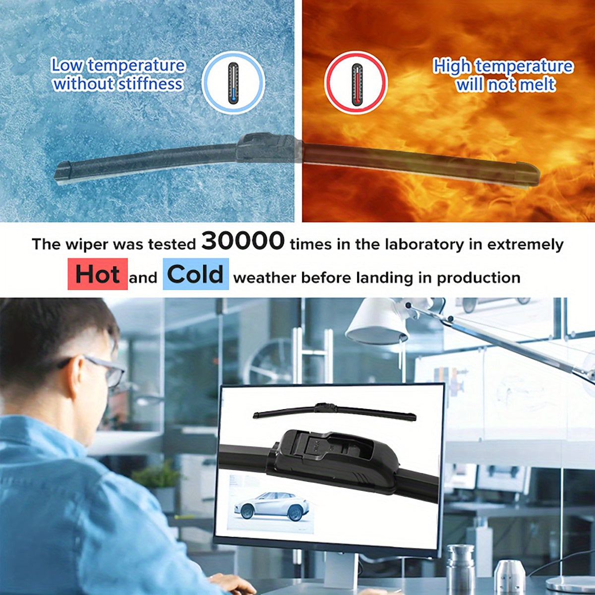 Front And Rear Wiper Blades Set for SUV 66cm 40cm 28cm Clear Windshield