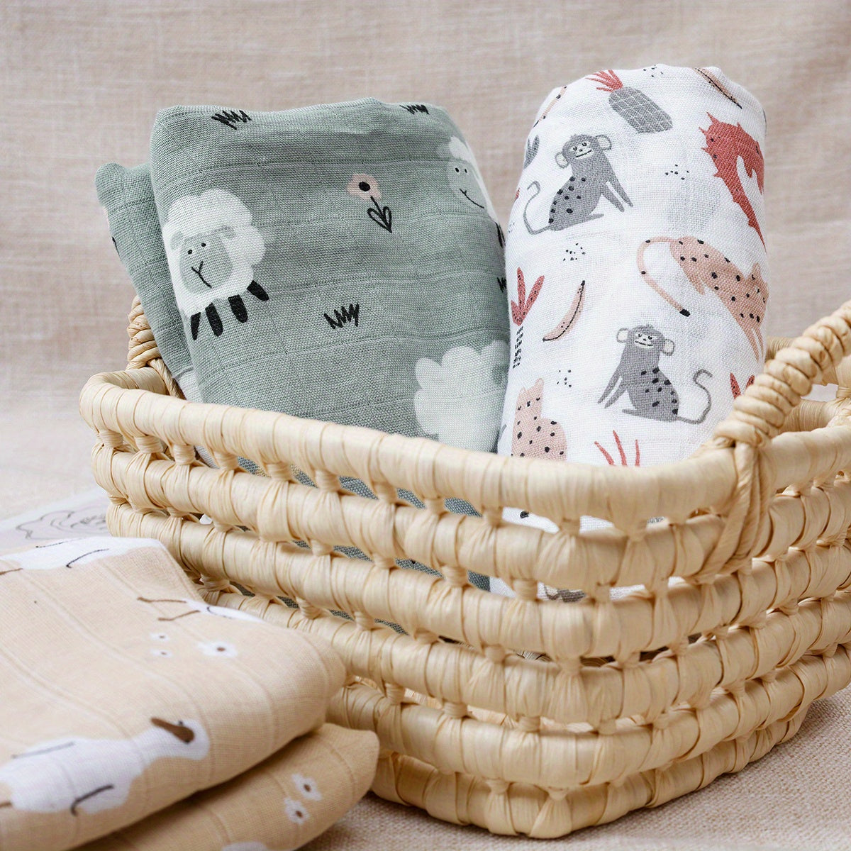 Набор из 3-х бамбуковых муслиновых пеленок с дизайном флейты, двуслойная марлевая ткань, можно стирать вручную, подходит для младенцев и детей в возрасте от 0 до 3 лет, размер 109,98 см x 119,89 см