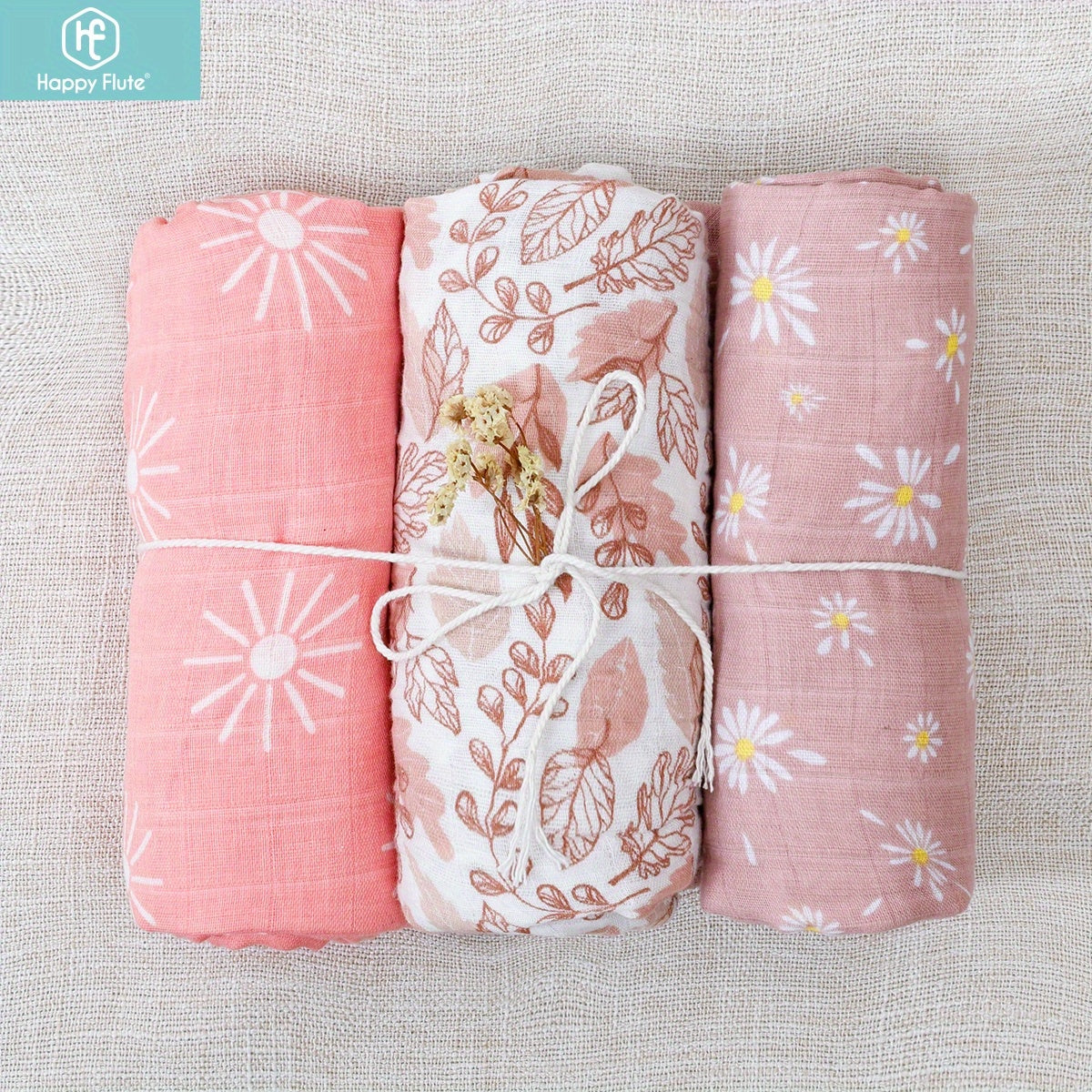 Muslin Swaddle Set for Newborns 3 Pieces Neutral Colors 109x119 cm