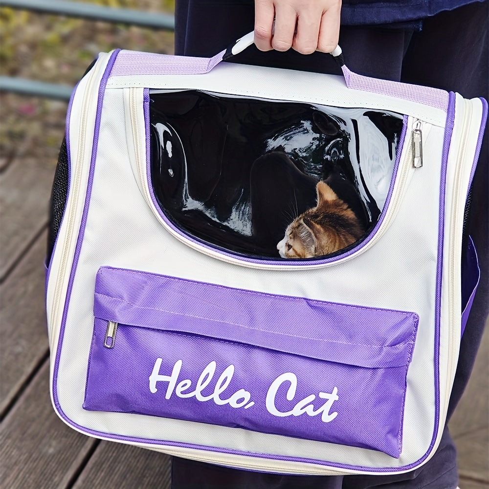 Mochila portabebés transpirable para mascotas de todas las estaciones para gatos y perros con cierre de cremallera