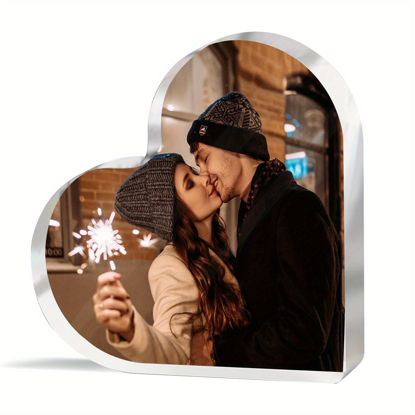 Personalized Heart Acrylic Photo Plaque for Couples and Gifts