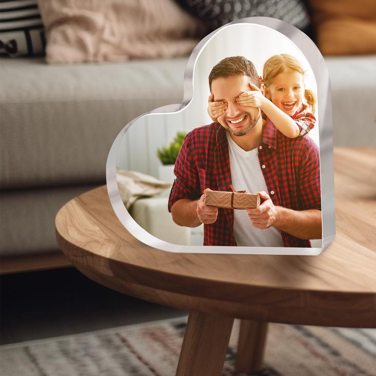 Personalized Heart Acrylic Photo Plaque for Couples and Gifts