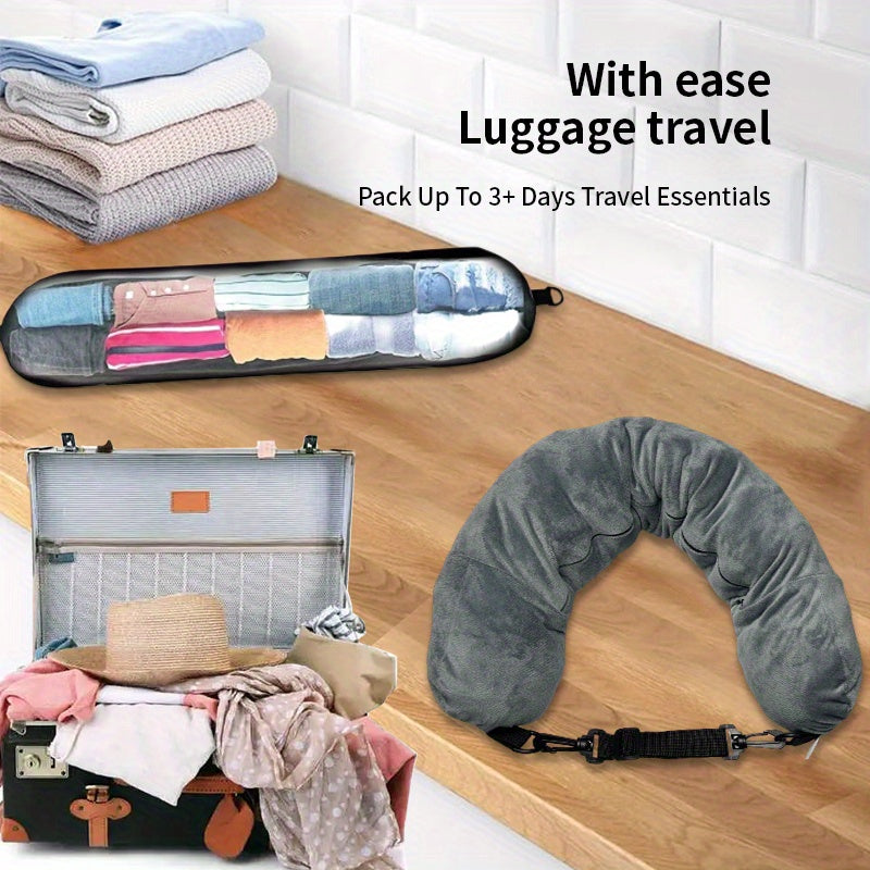 Adjustable Travel Neck Pillow with Long Zipper Hanging Shelf Soft Polyester