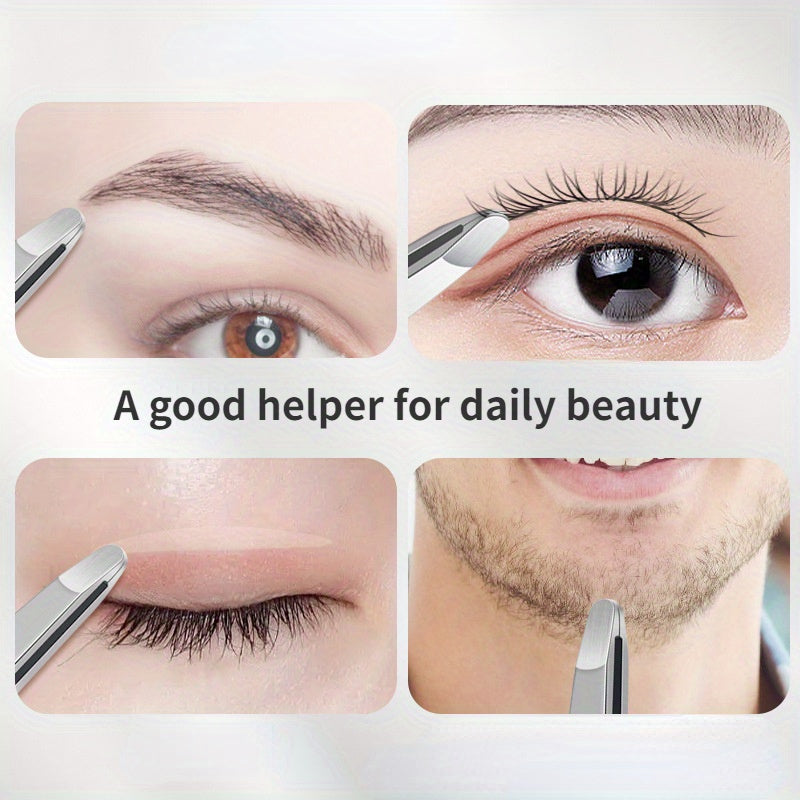Unisex Stainless Steel Precision Tweezers for Beard Eyebrow Eyelash Grooming
