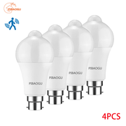 4 ta B22 PIR harakat sensori LED chiroq 6W 9W 12W Sovuq oq Iliq oq Energiya tejash