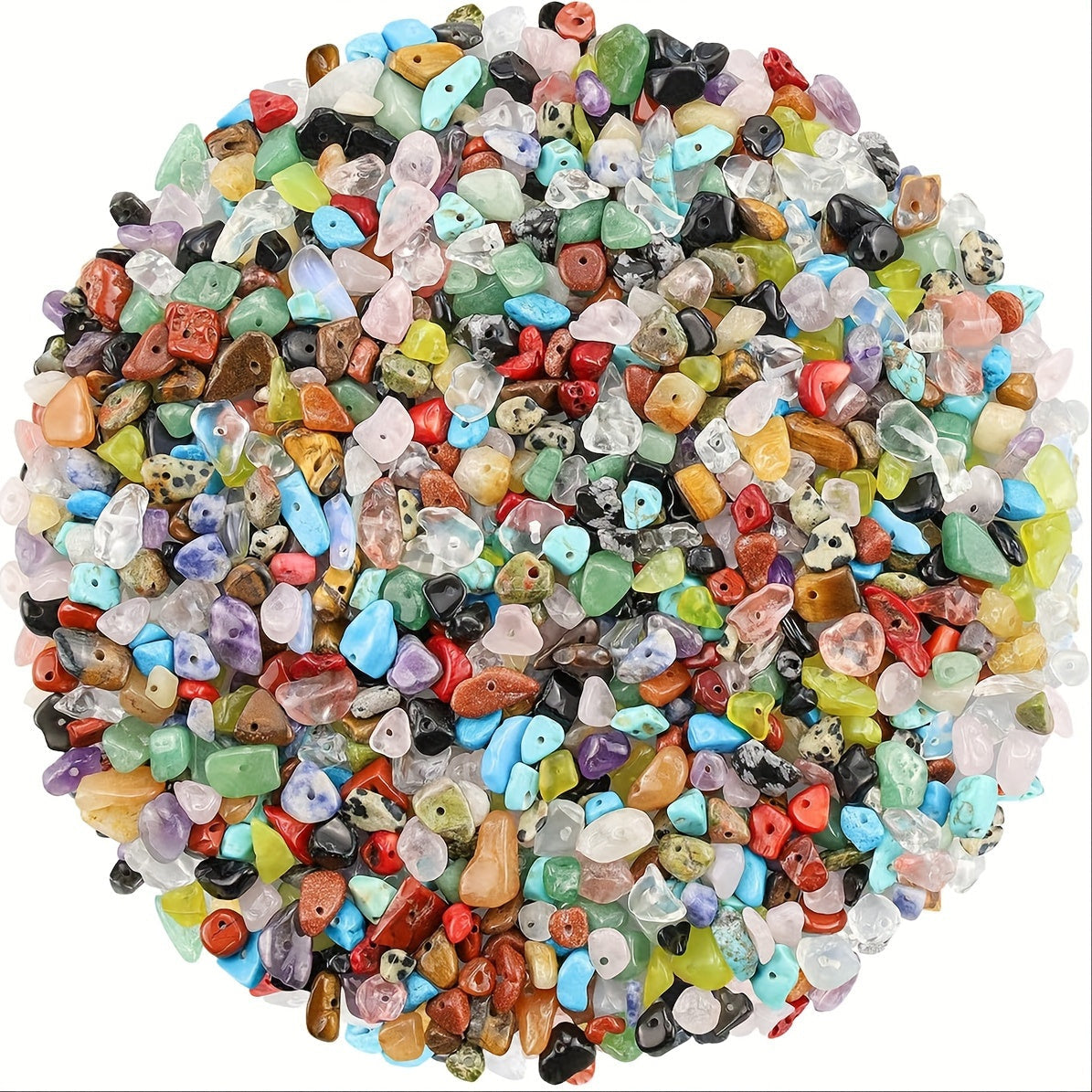 Bulk Lot of 100 Multicolored Natural Chip Stone Beads for Jewelry Making