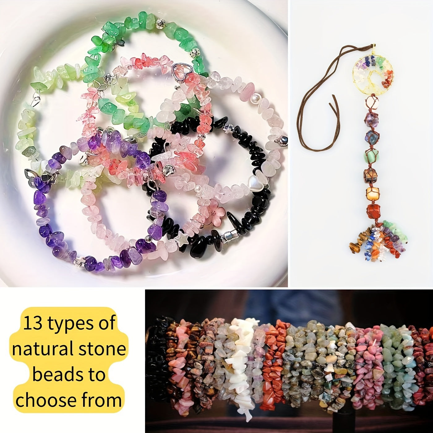 Bulk Lot of 100 Multicolored Natural Chip Stone Beads for Jewelry Making