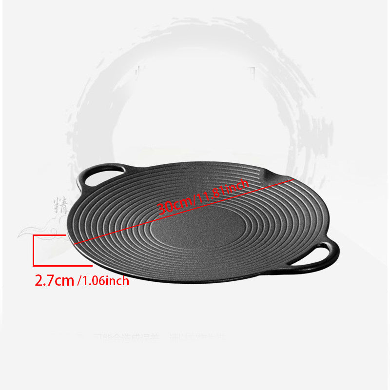 Cast Iron Skillet with Two Handles for Grilling and Frying Suitable for Gas and Induction Stoves