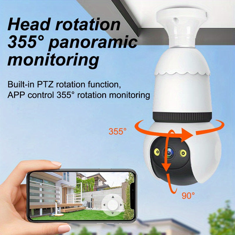 E27 Security Camera 1080P HD Panoramic 355° Indoor Outdoor Two-Way Audio