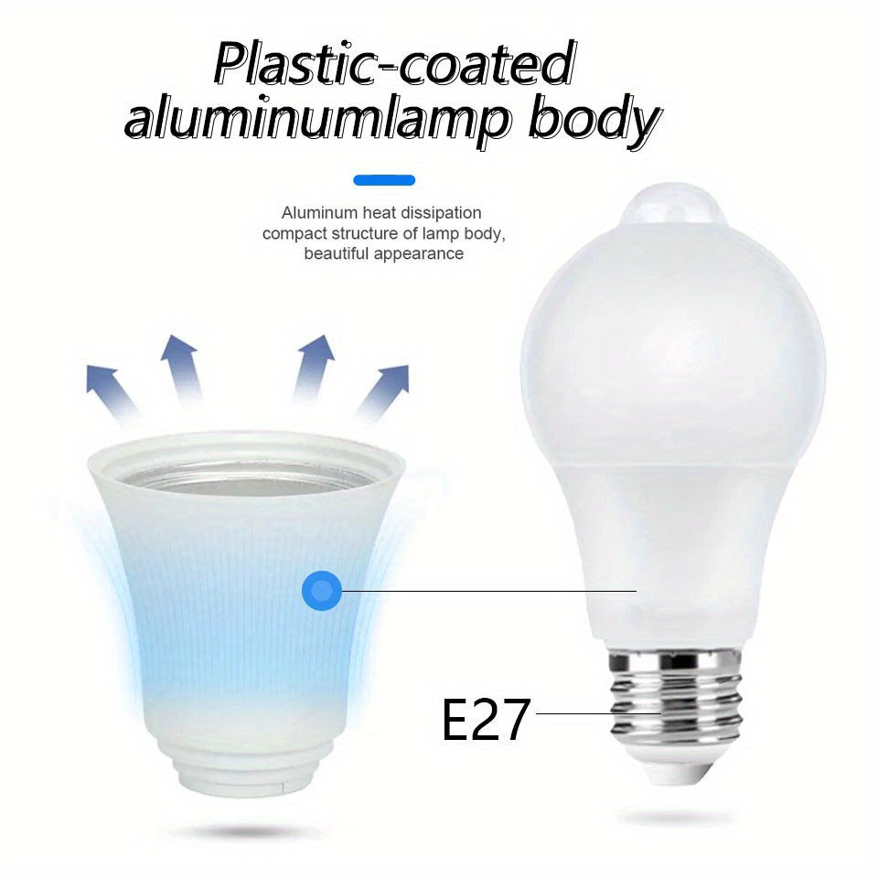 4-Pack PIR Motion Sensor LED Light Bulbs E27 6W 9W 12W Indoor Security