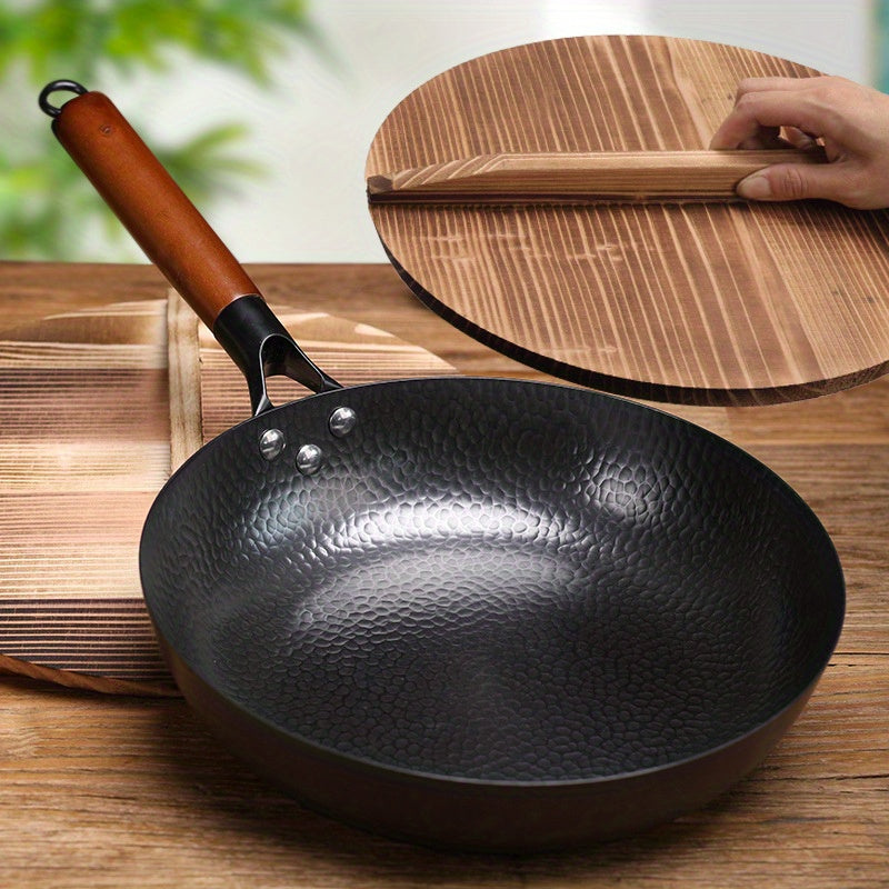 Chinese Wrought Iron Skillet 28cm Non-Stick for Steak Eggs Pancakes Handwash Only