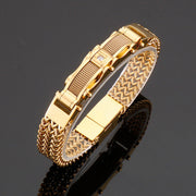 Men's Titanium Steel Bracelet with Faux Gemstone Square Design Magnetic Clasp