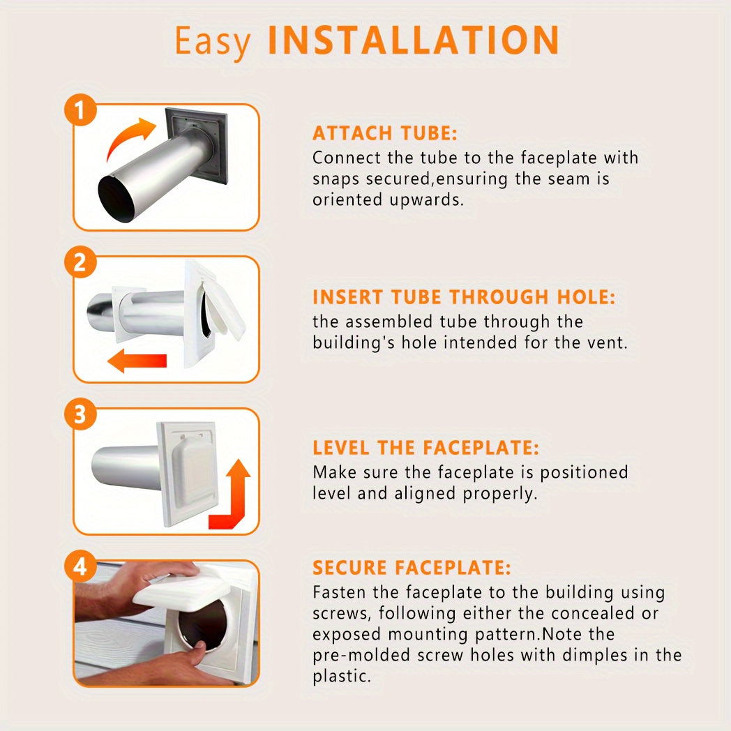 Наружная крышка вентиляционного отверстия с двойным клапаном, диаметр 10,16 см, пластик с УФ-ингибитором, без ловушки для ворса