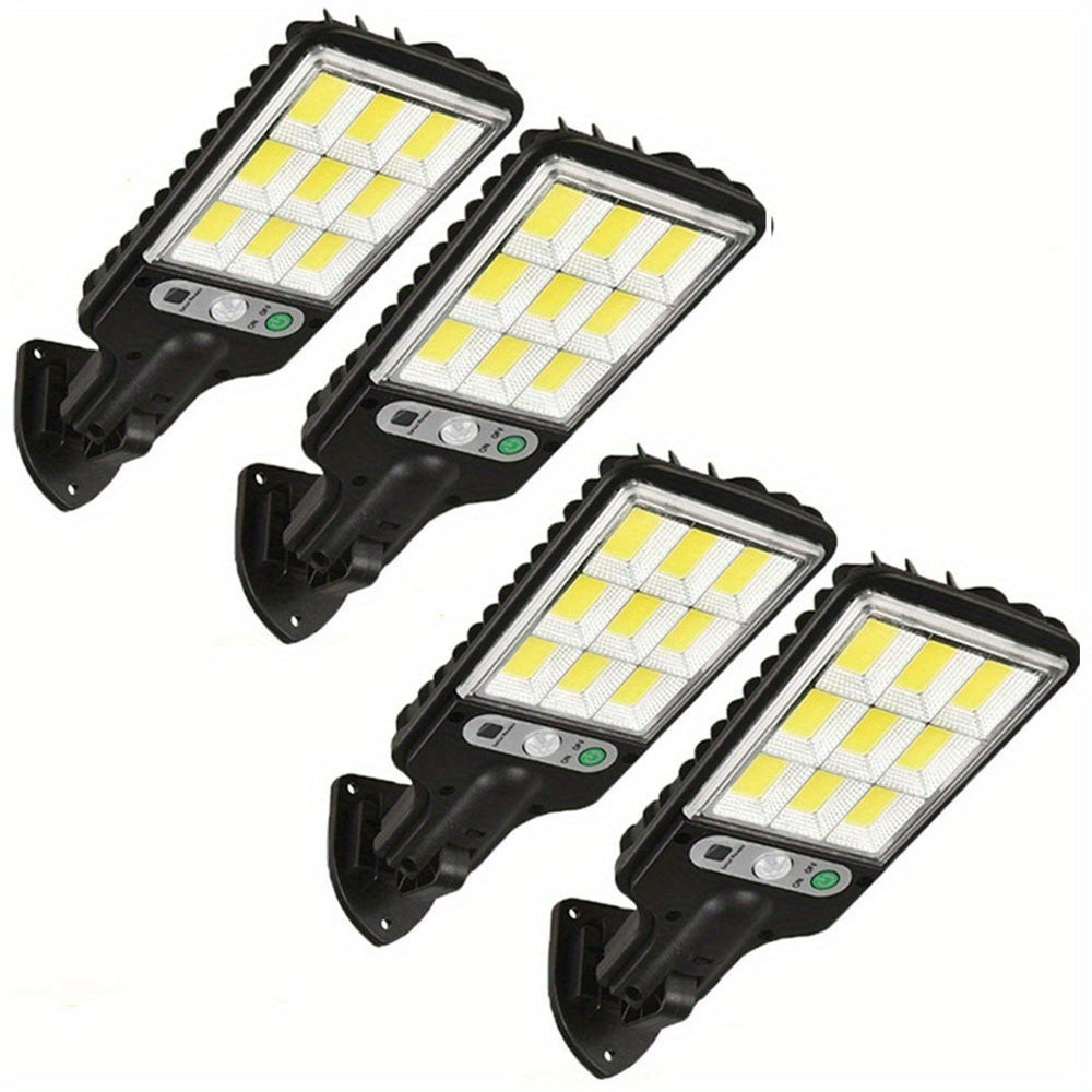 4pcs Solar Motion Sensor Lights with Remote Rechargeable Outdoor Security Pathway Lighting