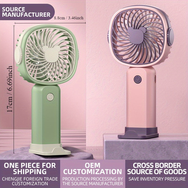 Portable Handheld Fan with 3 Speeds USB Rechargeable Battery Summer Cooling