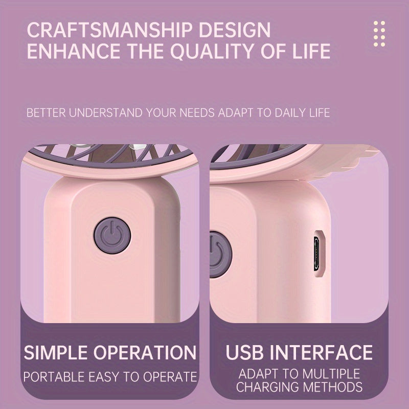 Ventilador portátil de mano con 3 velocidades Batería recargable por USB Enfriamiento de verano