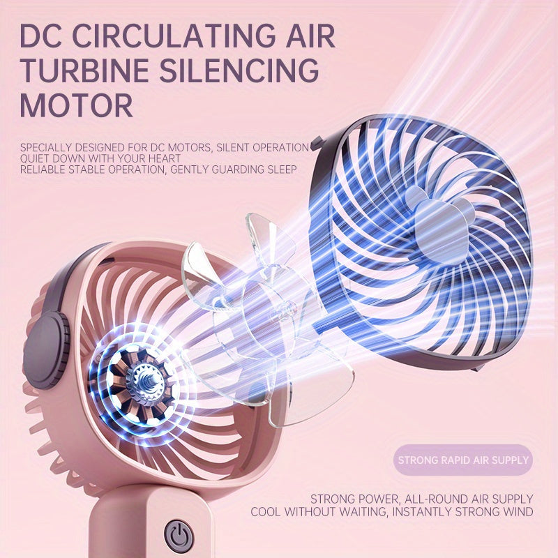 Ventilador portátil de mano con 3 velocidades Batería recargable por USB Enfriamiento de verano