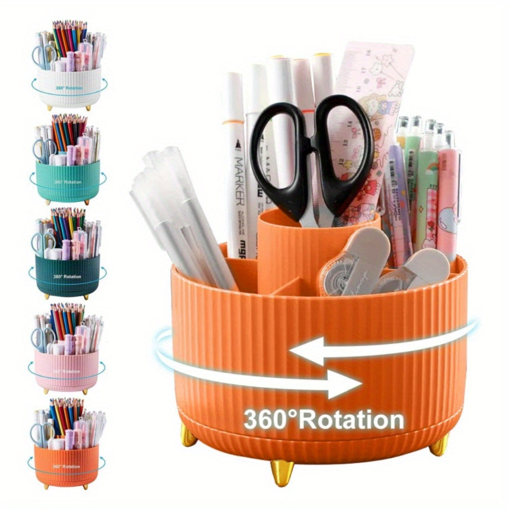 5-Slot Rotating Desk Organizer with Large Storage Capacity in 7 Colors
