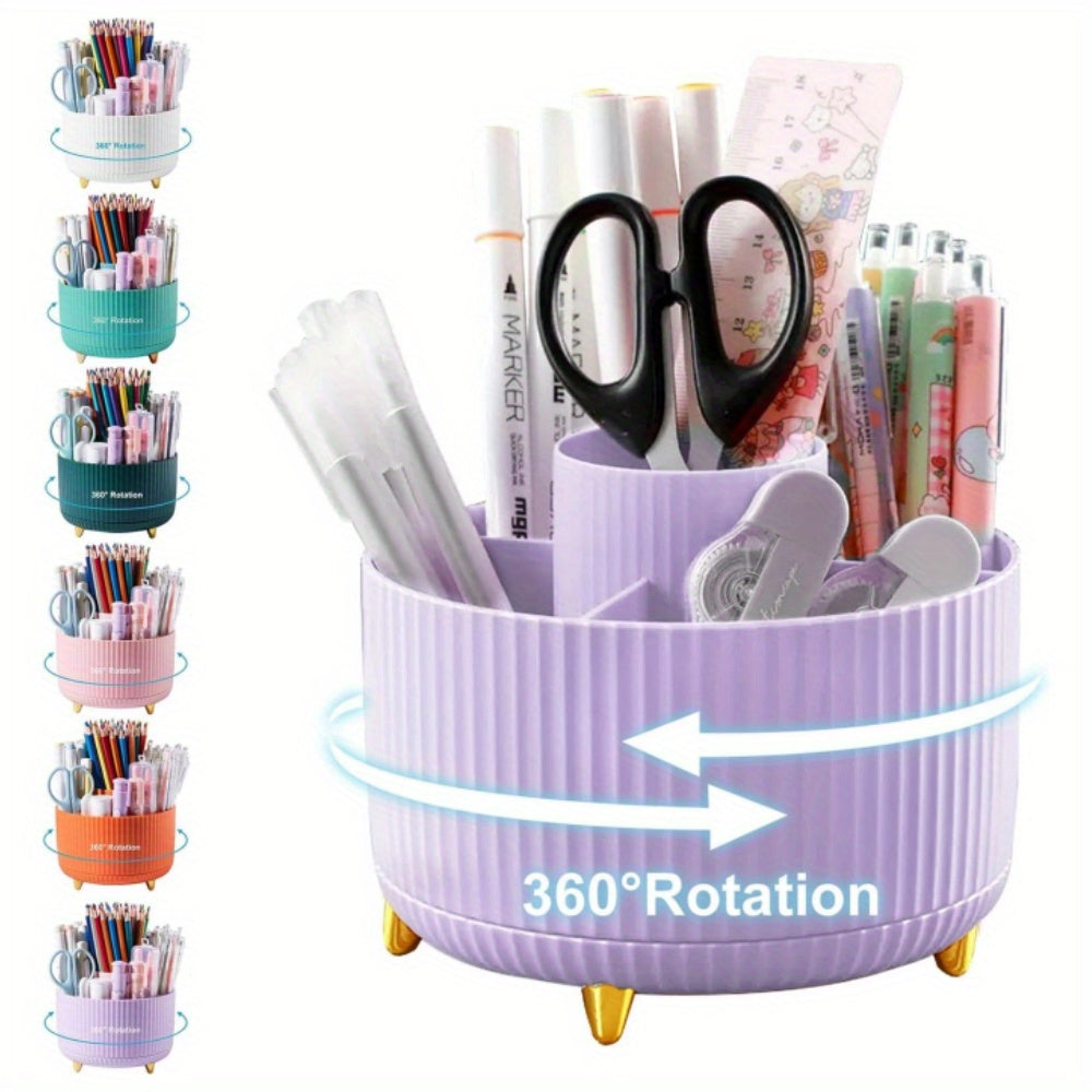 5-Slot Rotating Desk Organizer with Large Storage Capacity in 7 Colors